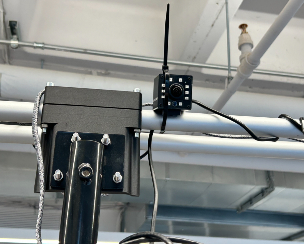 Camera hanging in office.